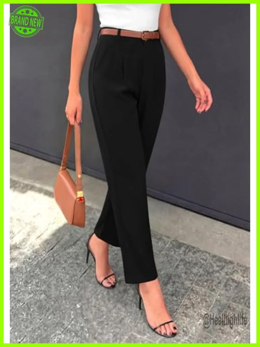 High Waisted Tapered Ankle Dress Pants Business Casual Trousers with Pockets
